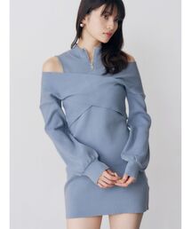 カシュクールZIPニットワンピース