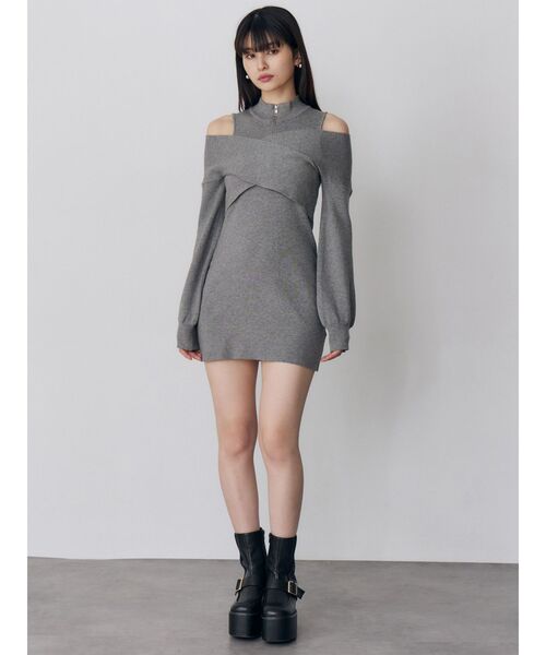 【新品】MURUA ニット ワンピース フリーサイズ 未使用品 カシュクールZIPニットワンピース（ワンピース）｜MURUA（ムルーア）の