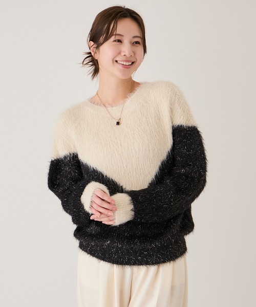 Jayro(ジャイロ)の「ラメシャギー配色ニット(Tシャツ/カットソー・レディース・ライトグレー/ブラック・FREE)」の17枚目の写真