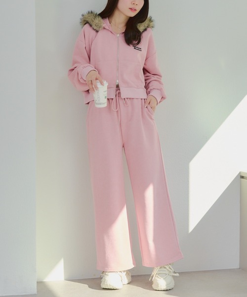 Another Branch olive des olive（アナザーブランチオリーブデオリーブ）の「【SETUP】バックロゴラインストーン付スウェットパンツ（スウェットパンツ・レディース・カモフラージュ/ピンク/グレー/チャコールグレー・FREE）」の4枚目の写真