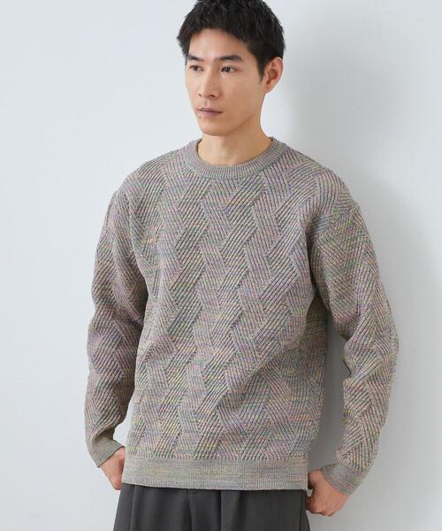 THE SHOP TK (ザ ショップ ティーケー )の「【頑張りすぎないオシャレ】ミックスヤーンニット 洗濯機OK/軽量(ニット/セーター・メンズ・グリーン/ピンク系/オフホワイト/ブルー・02/03/04)」の4枚目の写真