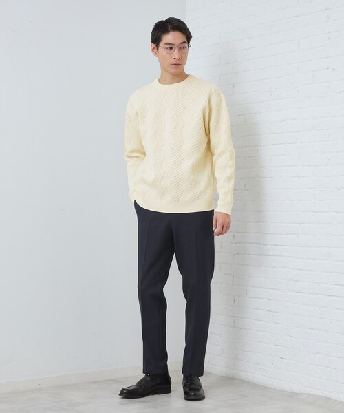 THE SHOP TK (ザ ショップ ティーケー )の「【頑張りすぎないオシャレ】ミックスヤーンニット 洗濯機OK/軽量(ニット/セーター・メンズ・グリーン/ピンク系/オフホワイト/ブルー・02/03/04)」の7枚目の写真