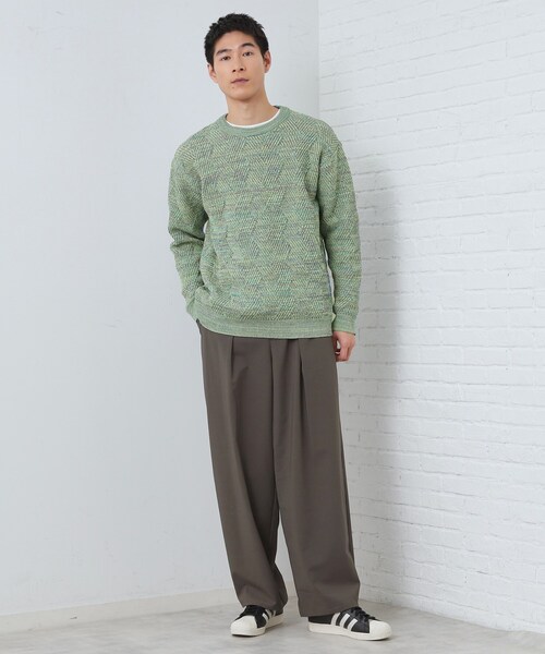 THE SHOP TK (ザ ショップ ティーケー )の「【頑張りすぎないオシャレ】ミックスヤーンニット 洗濯機OK/軽量(ニット/セーター・メンズ・グリーン/ピンク系/オフホワイト/ブルー・02/03/04)」の11枚目の写真