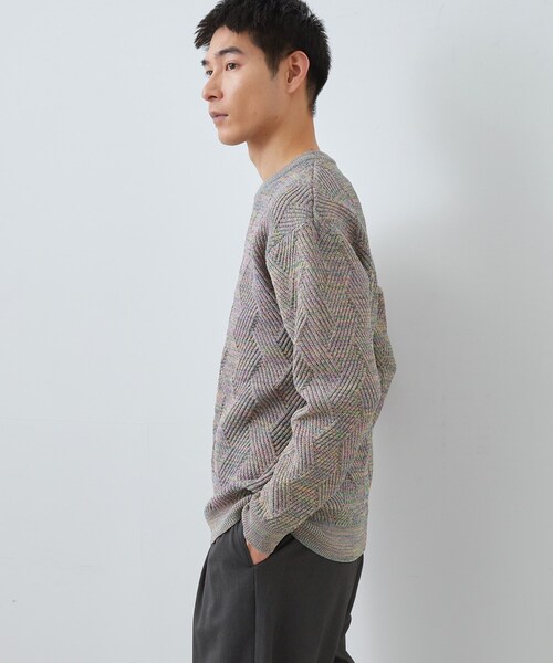 THE SHOP TK (ザ ショップ ティーケー )の「【頑張りすぎないオシャレ】ミックスヤーンニット 洗濯機OK/軽量(ニット/セーター・メンズ・グリーン/ピンク系/オフホワイト/ブルー・02/03/04)」の13枚目の写真
