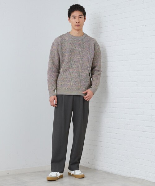 THE SHOP TK (ザ ショップ ティーケー )の「【頑張りすぎないオシャレ】ミックスヤーンニット 洗濯機OK/軽量(ニット/セーター・メンズ・グリーン/ピンク系/オフホワイト/ブルー・02/03/04)」の15枚目の写真