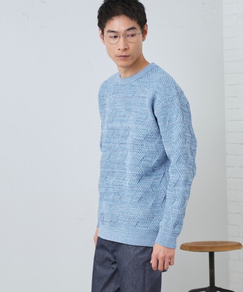 THE SHOP TK (ザ ショップ ティーケー )の「【頑張りすぎないオシャレ】ミックスヤーンニット 洗濯機OK/軽量(ニット/セーター・メンズ・グリーン/ピンク系/オフホワイト/ブルー・02/03/04)」の17枚目の写真