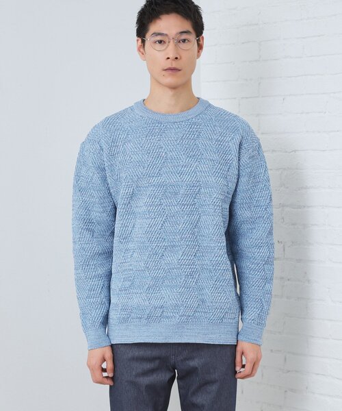 THE SHOP TK (ザ ショップ ティーケー )の「【頑張りすぎないオシャレ】ミックスヤーンニット 洗濯機OK/軽量(ニット/セーター・メンズ・グリーン/ピンク系/オフホワイト/ブルー・02/03/04)」の21枚目の写真