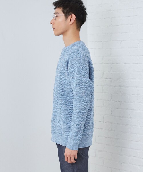 THE SHOP TK (ザ ショップ ティーケー )の「【頑張りすぎないオシャレ】ミックスヤーンニット 洗濯機OK/軽量(ニット/セーター・メンズ・グリーン/ピンク系/オフホワイト/ブルー・02/03/04)」の22枚目の写真