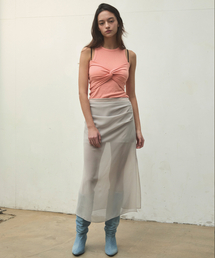 シフォンスリットスカート_ベージュ
