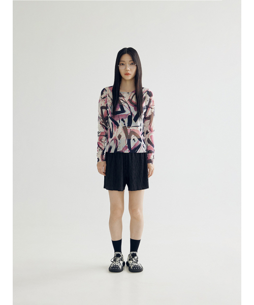 BOMNAL BOUTIQUE(ボムナルブティック)の「ブラシパターンTシャツ _ シースルーピンク(Tシャツ/カットソー・レディース・その他・FREE)」の1枚目の写真