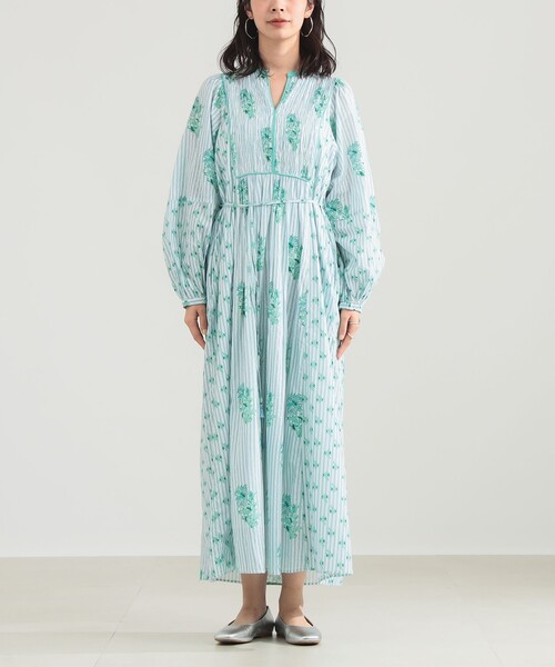 NE QUITTEZ PAS!（ヌキテパ）の「ne Quittez pas / コットンジャカード リリープリント シャーリング ワンピース［手洗い可］（ワンピース・レディース・グリーン/グレー・ONE SIZE）」の18枚目の写真