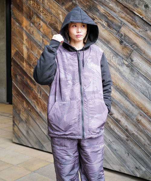 RVCA(ルーカ)の「RVCA メンズ RVCA×AZUL REVERSIBLE PARKA パーカー 【2025年秋冬モデル】(パーカー・メンズ・ブラック/ベージュ・FREE)」の4枚目の写真