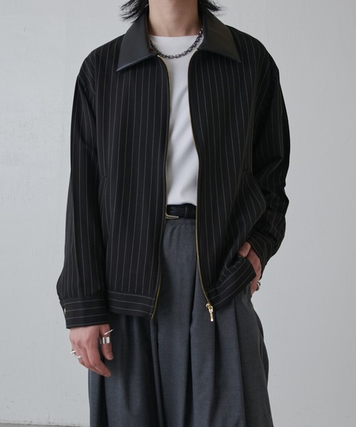 Lui's（ルイス）の「ピンストライプジップシャツブルゾン（ブルゾン・メンズ・ブラック/ブラウン・S/M）」の2枚目の写真