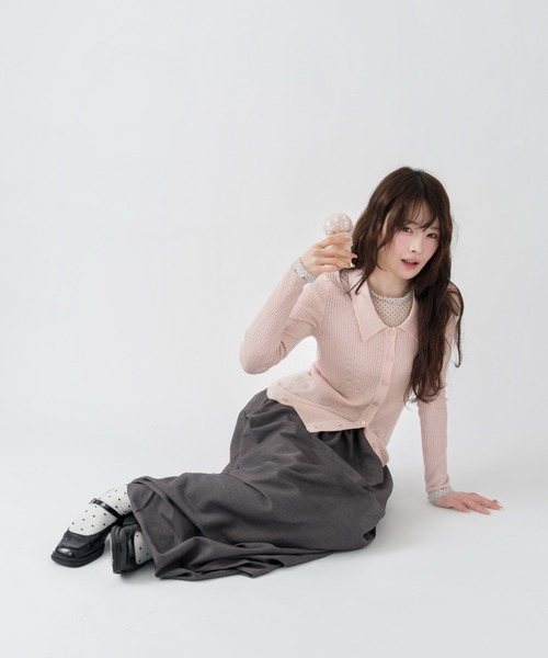mellowneon(メロウネオン)の「ネックオープンポロニット(ニット/セーター・レディース・アイボリー/ベビーピンク/チャコールグレー・FREE)」の22枚目の写真