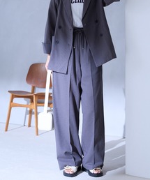 Aunely（オーネリー）の「【Aunely】すぐサラ シアー ライトエア 涼しげ タックワイド スラックス  マシンウォッシャブル <YOSOOIシリーズ>（スラックス）」