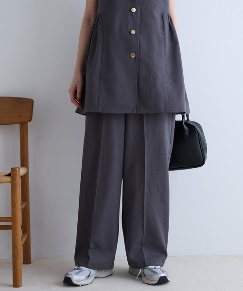 Aunely(オーネリー)の「【Aunely】すぐサラ シアー ライトエア タックワイド スラックス /マシンウォッシャブル <YOSOOIシリーズ>(スラックス・レディース・ブラウン/ベージュ/グレー/アイボリー/ブラック・S/M/L)」の14枚目の写真