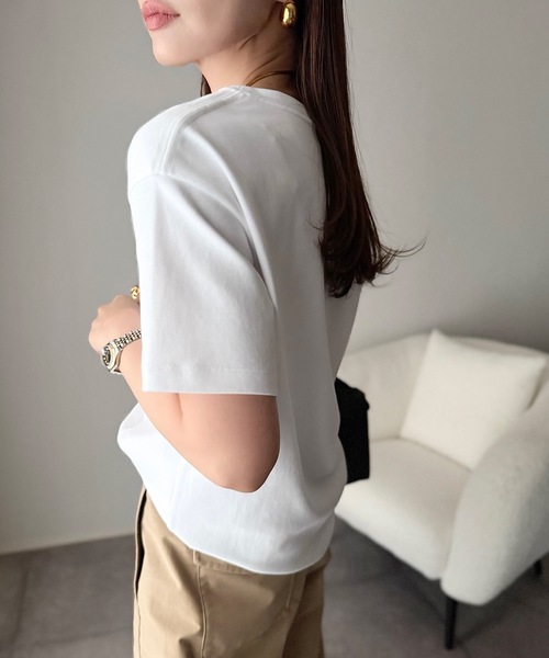Emma Taylor（エマテイラー）の「【素材にこだわった】シルクタッチスムースＴシャツ（Tシャツ/カットソー・レディース・ホワイト/スミクロ/ブラック/ブラウン・FREE）」の10枚目の写真