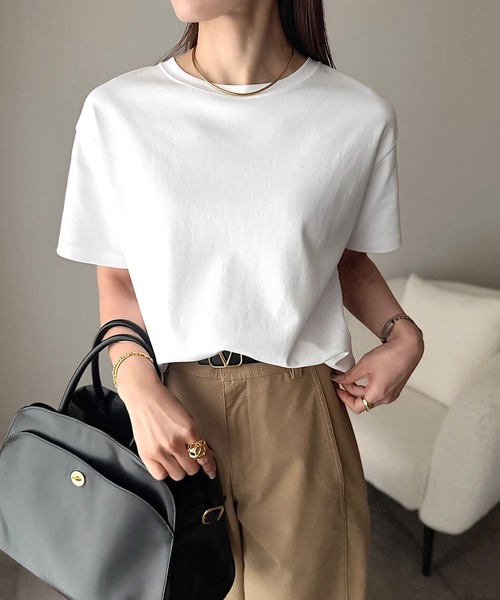 Emma Taylor（エマテイラー）の「【素材にこだわった】シルクタッチスムースＴシャツ（Tシャツ/カットソー・レディース・ホワイト/スミクロ/ブラック/ブラウン・FREE）」の7枚目の写真