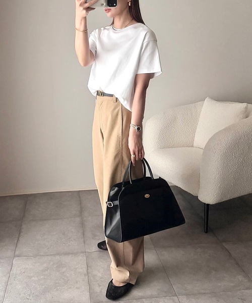 Emma Taylor（エマテイラー）の「【素材にこだわった】シルクタッチスムースＴシャツ（Tシャツ/カットソー・レディース・ホワイト/スミクロ/ブラック/ブラウン・FREE）」の12枚目の写真