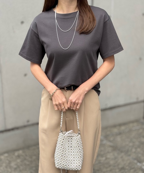 Emma Taylor（エマテイラー）の「【素材にこだわった】シルクタッチスムースＴシャツ（Tシャツ/カットソー・レディース・ホワイト/スミクロ/ブラック/ブラウン・FREE）」の19枚目の写真