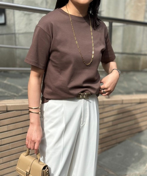 Emma Taylor（エマテイラー）の「【素材にこだわった】シルクタッチスムースＴシャツ（Tシャツ/カットソー・レディース・ホワイト/スミクロ/ブラック/ブラウン・FREE）」の21枚目の写真