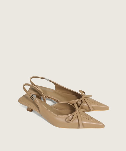 hiamu（ヒアム）の「【4色展開】コルセットリボンポイント サイドロゴスリングバック/2026 SS NEW COLLECTION（パンプス・レディース・ベージュ/ブラウン/ブラック/シルバー・22.5cm/23.0cm/23.5cm/24.0cm/24.5cm/25.0cm）」の3枚目の写真