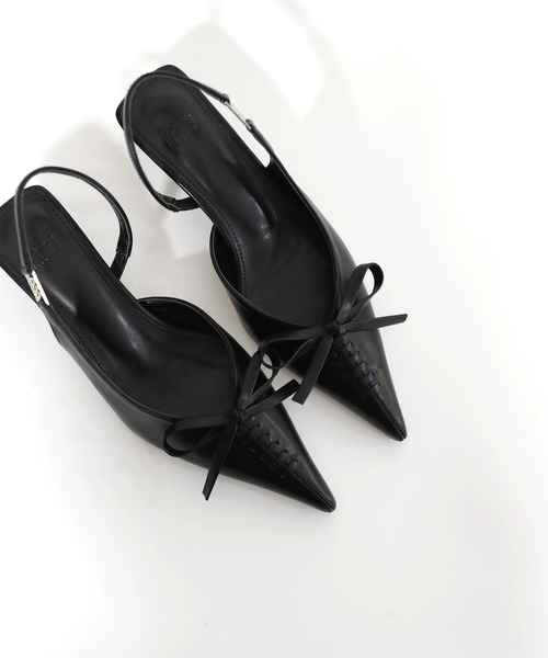 hiamu（ヒアム）の「【4色展開】コルセットリボンポイント サイドロゴスリングバック/2026 SS NEW COLLECTION（パンプス・レディース・ベージュ/ブラウン/ブラック/シルバー・22.5cm/23.0cm/23.5cm/24.0cm/24.5cm/25.0cm）」の10枚目の写真