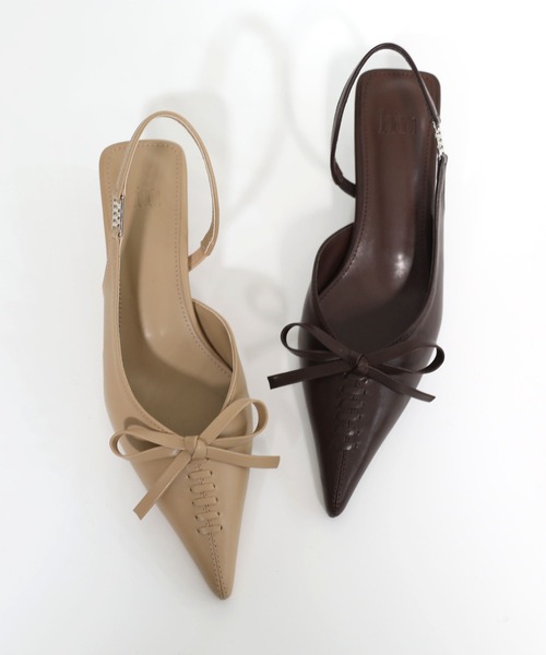 hiamu（ヒアム）の「【4色展開】コルセットリボンポイント サイドロゴスリングバック/2026 SS NEW COLLECTION（パンプス・レディース・ベージュ/ブラウン/ブラック/シルバー・22.5cm/23.0cm/23.5cm/24.0cm/24.5cm/25.0cm）」の6枚目の写真
