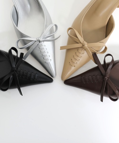 hiamu（ヒアム）の「【4色展開】コルセットリボンポイント サイドロゴスリングバック/2026 SS NEW COLLECTION（パンプス・レディース・ベージュ/ブラウン/ブラック/シルバー・22.5cm/23.0cm/23.5cm/24.0cm/24.5cm/25.0cm）」の8枚目の写真