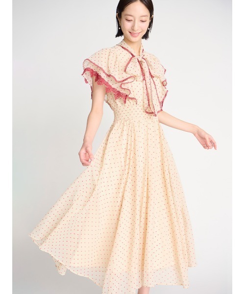 CELFORD（セルフォード）の「【洗える】ハートドットプリントワンピース（ワンピース・レディース・アイボリー/ブラック/レッド・36/38）」の3枚目の写真