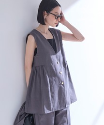 【Aunely】すぐサラ シアー ライトエア 涼しげ 上品シルエット ジレ / マシンウォッシャブル <YOSOOIシリーズ>