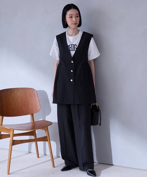 Aunely（オーネリー）の「【Aunely】すぐサラ シアー ライトエア 涼しげ 上品シルエット ジレ / マシンウォッシャブル ＜YOSOOIシリーズ＞（ベスト・レディース・グレー/ブラウン/ブラック/ベージュ・L/M）」の11枚目の写真