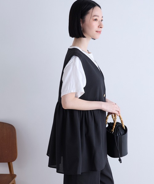 Aunely（オーネリー）の「【Aunely】すぐサラ シアー ライトエア 涼しげ 上品シルエット ジレ / マシンウォッシャブル ＜YOSOOIシリーズ＞（ベスト・レディース・グレー/ブラウン/ブラック/ベージュ・L/M）」の13枚目の写真