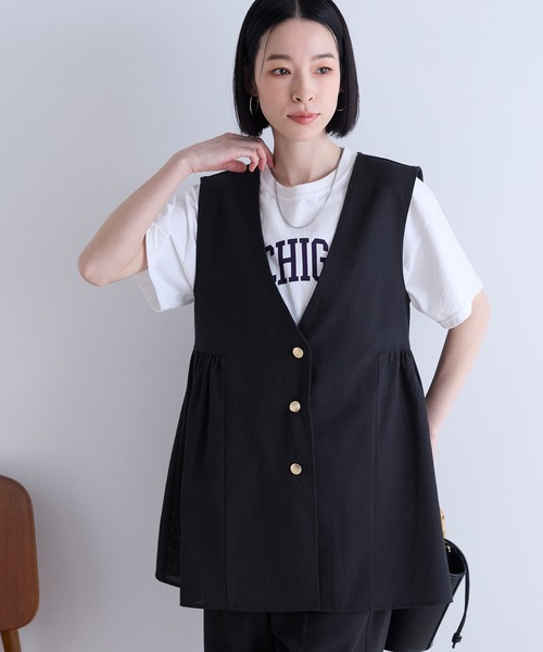 Aunely（オーネリー）の「【Aunely】すぐサラ シアー ライトエア 涼しげ 上品シルエット ジレ / マシンウォッシャブル ＜YOSOOIシリーズ＞（ベスト・レディース・グレー/ブラウン/ブラック/ベージュ・L/M）」の15枚目の写真