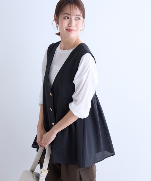 Aunely（オーネリー）の「【Aunely】すぐサラ シアー ライトエア 涼しげ 上品シルエット ジレ / マシンウォッシャブル ＜YOSOOIシリーズ＞（ベスト・レディース・グレー/ブラウン/ブラック/ベージュ・L/M）」の16枚目の写真