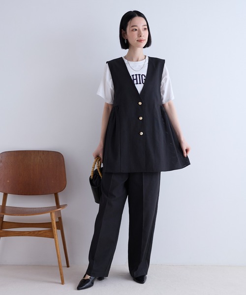 Aunely（オーネリー）の「【Aunely】すぐサラ シアー ライトエア 涼しげ 上品シルエット ジレ / マシンウォッシャブル ＜YOSOOIシリーズ＞（ベスト・レディース・グレー/ブラウン/ブラック/ベージュ・L/M）」の17枚目の写真