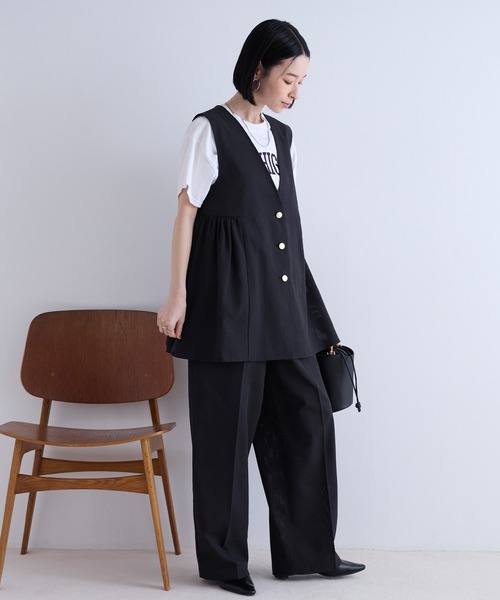 Aunely（オーネリー）の「【Aunely】すぐサラ シアー ライトエア 涼しげ 上品シルエット ジレ / マシンウォッシャブル ＜YOSOOIシリーズ＞（ベスト・レディース・グレー/ブラウン/ブラック/ベージュ・L/M）」の18枚目の写真