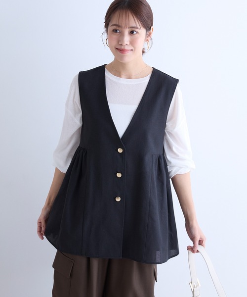 Aunely（オーネリー）の「【Aunely】すぐサラ シアー ライトエア 涼しげ 上品シルエット ジレ / マシンウォッシャブル ＜YOSOOIシリーズ＞（ベスト・レディース・グレー/ブラウン/ブラック/ベージュ・L/M）」の20枚目の写真