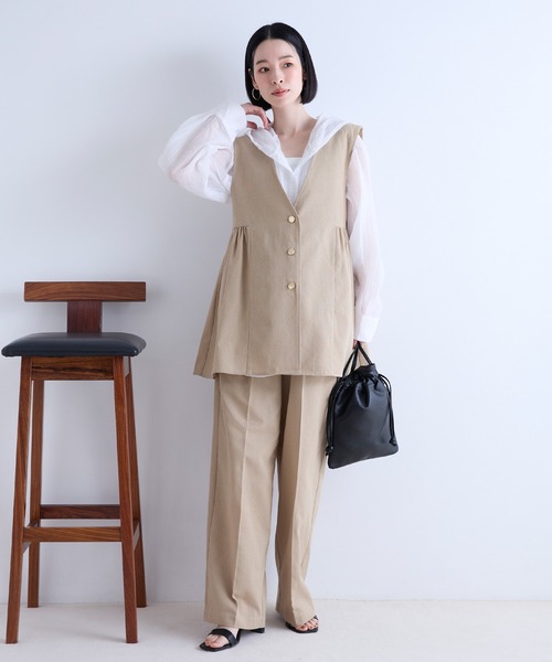 Aunely（オーネリー）の「【Aunely】すぐサラ シアー ライトエア 涼しげ 上品シルエット ジレ / マシンウォッシャブル ＜YOSOOIシリーズ＞（ベスト・レディース・グレー/ブラウン/ブラック/ベージュ・L/M）」の22枚目の写真
