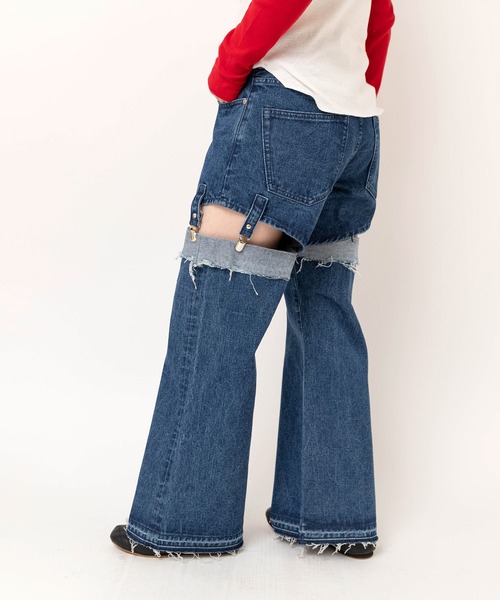 RNA(アールエヌエー)の「R4434 ガーターベルトフレアパンツ(デニムパンツ・レディース・ブルー/ブラック・MEDIUM)」の16枚目の写真