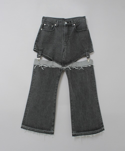 RNA(アールエヌエー)の「R4434 ガーターベルトフレアパンツ(デニムパンツ・レディース・ブルー/ブラック・MEDIUM)」の12枚目の写真