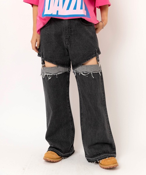 RNA(アールエヌエー)の「R4434 ガーターベルトフレアパンツ(デニムパンツ・レディース・ブルー/ブラック・MEDIUM)」の9枚目の写真