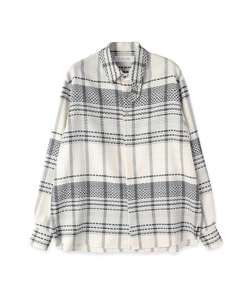CULLNI(クルニ)の「Sheer Tile Check Chin Tab Shirt(シャツ/ブラウス・メンズ・ネイビー/ブラック/グレー/オフホワイト・1/0/2)」の7枚目の写真