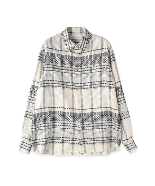 CULLNI(クルニ)の「Sheer Tile Check Chin Tab Shirt(シャツ/ブラウス・メンズ・ネイビー/ブラック/グレー/オフホワイト・1/0/2)」の8枚目の写真