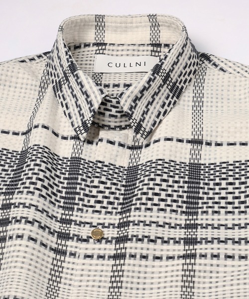 CULLNI(クルニ)の「Sheer Tile Check Chin Tab Shirt(シャツ/ブラウス・メンズ・ネイビー/ブラック/グレー/オフホワイト・1/0/2)」の9枚目の写真