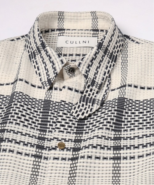 CULLNI(クルニ)の「Sheer Tile Check Chin Tab Shirt(シャツ/ブラウス・メンズ・ネイビー/ブラック/グレー/オフホワイト・1/0/2)」の10枚目の写真