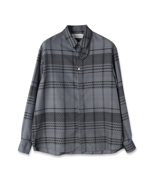 CULLNI(クルニ)の「Sheer Tile Check Chin Tab Shirt(シャツ/ブラウス・メンズ・ネイビー/ブラック/グレー/オフホワイト・1/0/2)」の14枚目の写真