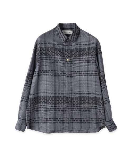 CULLNI(クルニ)の「Sheer Tile Check Chin Tab Shirt(シャツ/ブラウス・メンズ・ネイビー/ブラック/グレー/オフホワイト・1/0/2)」の15枚目の写真