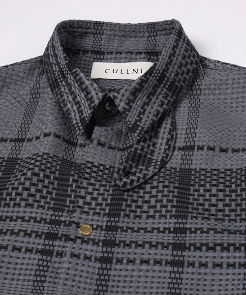 CULLNI(クルニ)の「Sheer Tile Check Chin Tab Shirt(シャツ/ブラウス・メンズ・ネイビー/ブラック/グレー/オフホワイト・1/0/2)」の18枚目の写真