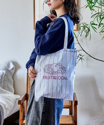 FREAK'S STORE | FRUIT OF THE LOOM × FREAK'S STORE/フルーツオブザルーム 別注 マルチストライプ A4サイズ トートバッグ/ロゴ入りトートバッグ(トートバッグ)